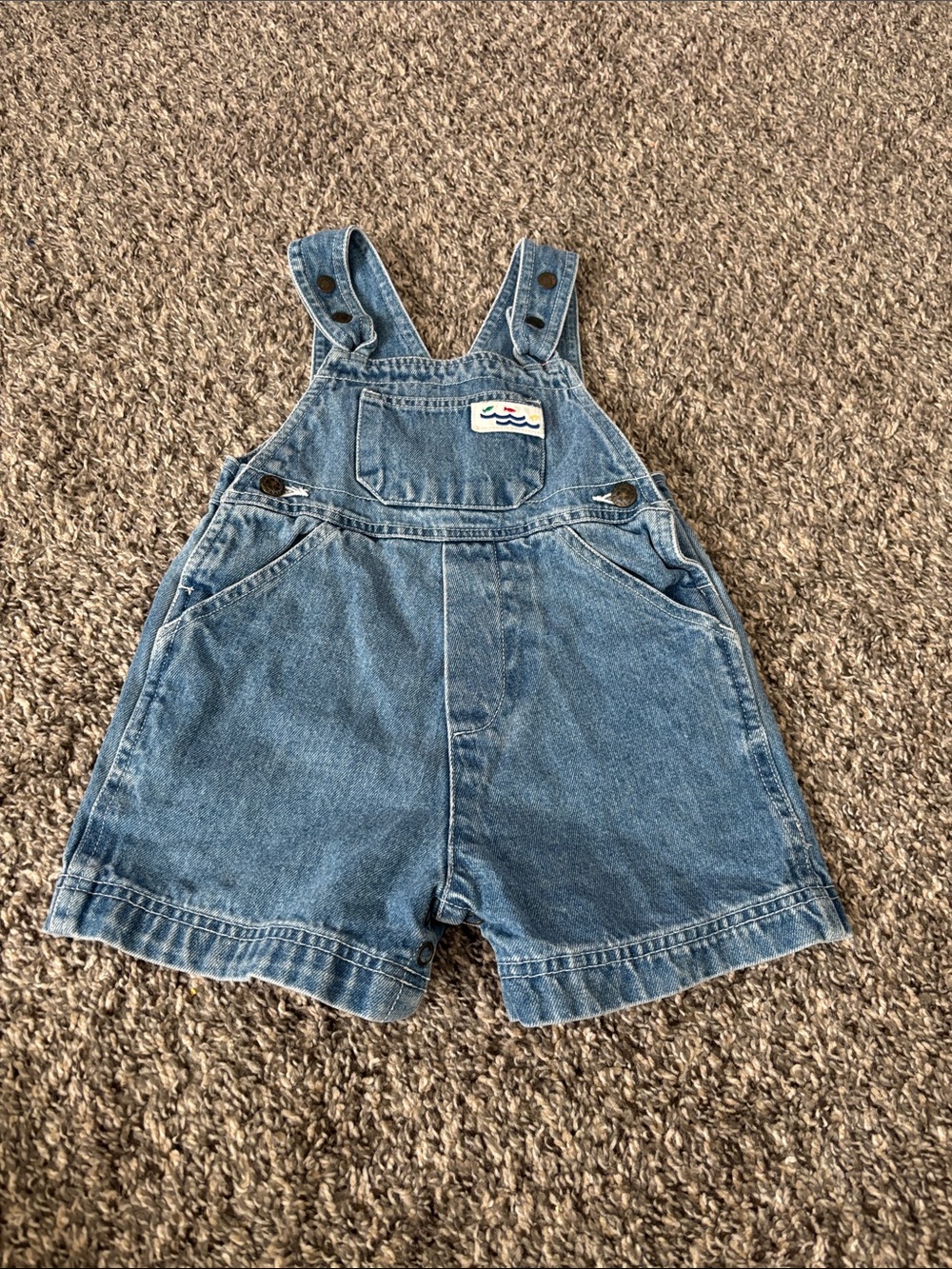 McKids denim jean overalls toddler 3T vintage 90s fish ocean print pockets rare